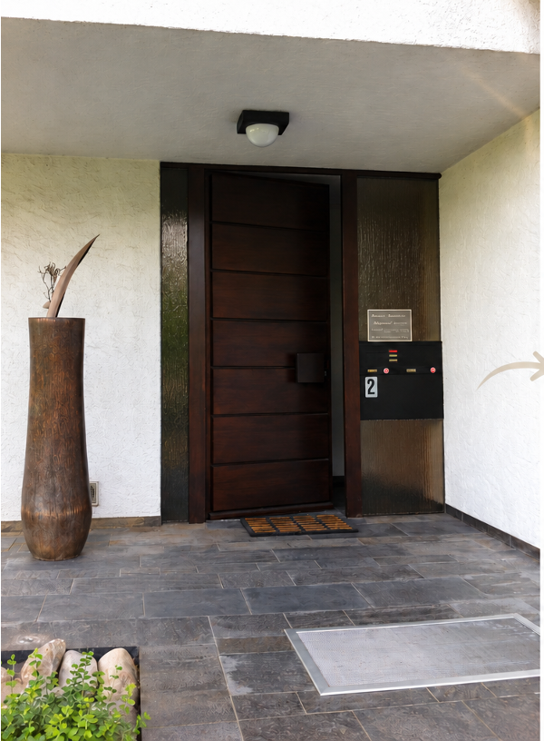 Entrée de maison sombre et aménagée de manière réservée